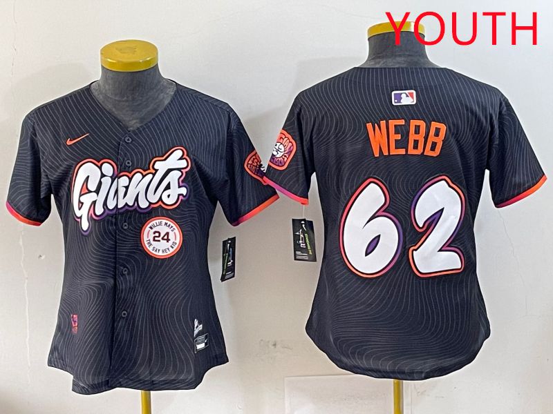 Youth San Francisco Giants #62 Webb Black Joint Name Nike 2025 MLB Jersey style 4->youth mlb jersey->Youth Jersey